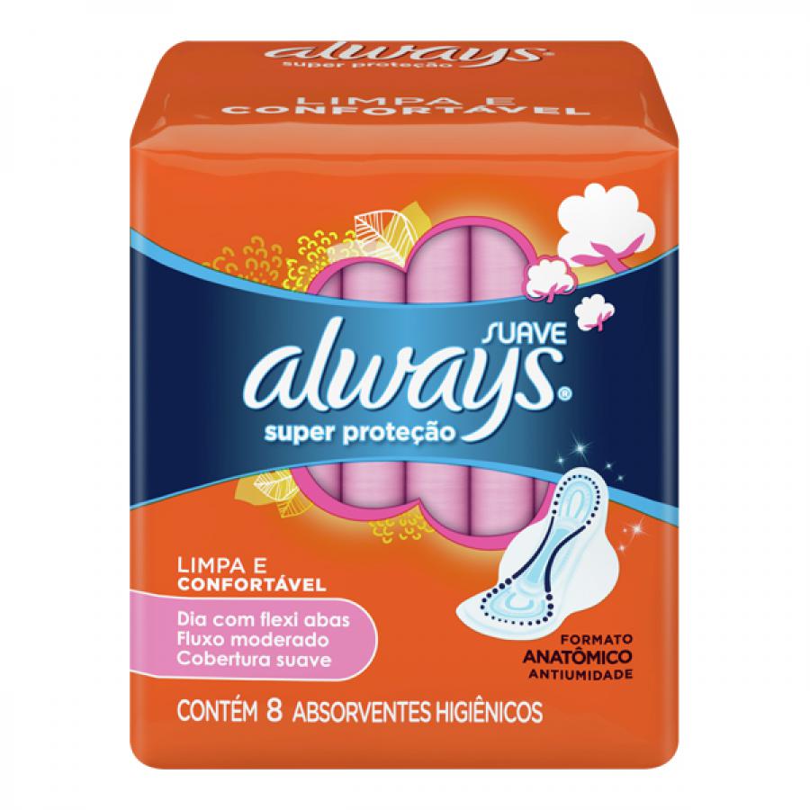 Absorvente Always Super Proteção Suave Com Abas 8 Unidades