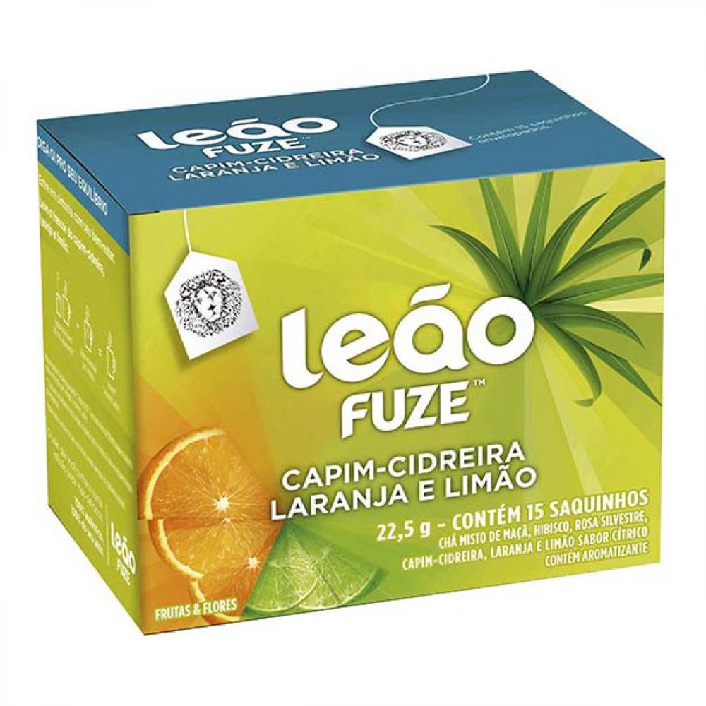 Chá-Leão-Fuze-Capim-Cidreira,-Laranja-E-Limão-Com-15-Sachês