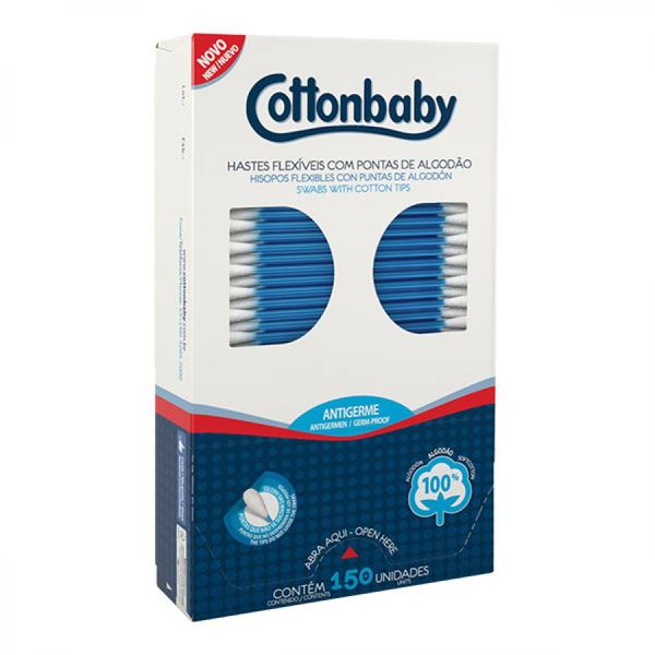 Hastes Flexíveis Cottonbaby Com 150 Unidades Hastes Flexiveis Cottonbaby Com 150 Unidades