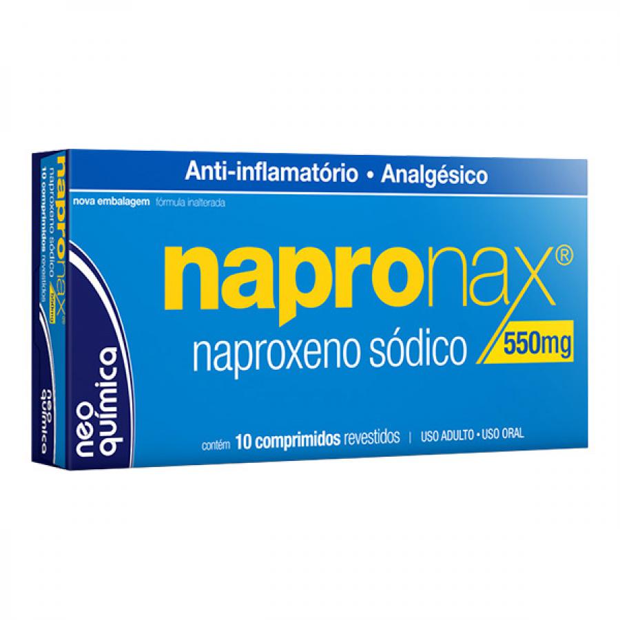 Analgésico Napronax Naproxeno Sódico 550mg 10 Comprimidos