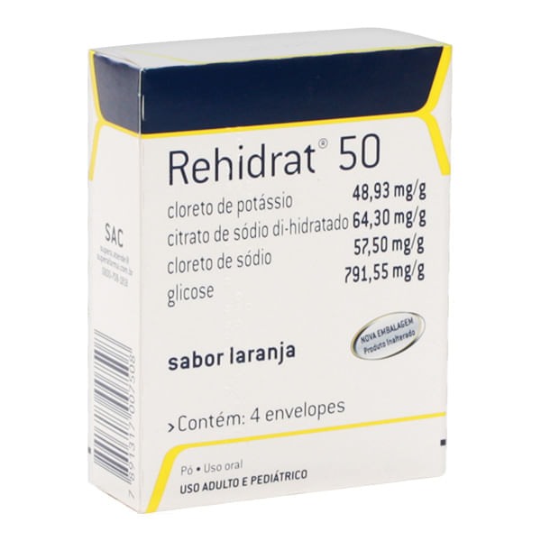Rehidrat 50 Pó Sabor Laranja Com 4 Envelopes