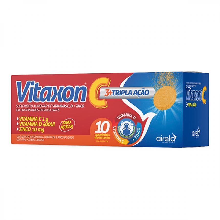 Vitaxon C Com 10 Comprimidos Efervescentes 3+tripla Acao Sabor Laranja