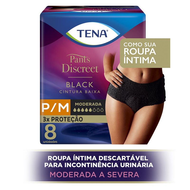 Calcinha Descartável Tena Pants Discreet Black P/m Com 8 Unidades -  drogariacatarinense