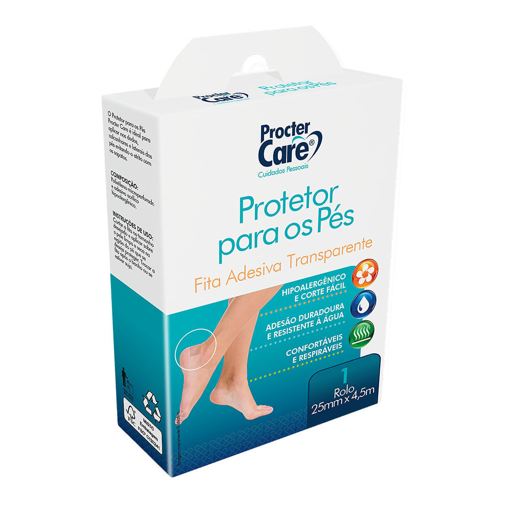 Fita Adesiva Protetora Para Os Pés Procter Care Com 1 Rolo De 25mm X 4,5m Fita Adesiva Protetora Para Os Pes Procter Care Com 1 Rolo De 25mm X 4,5m