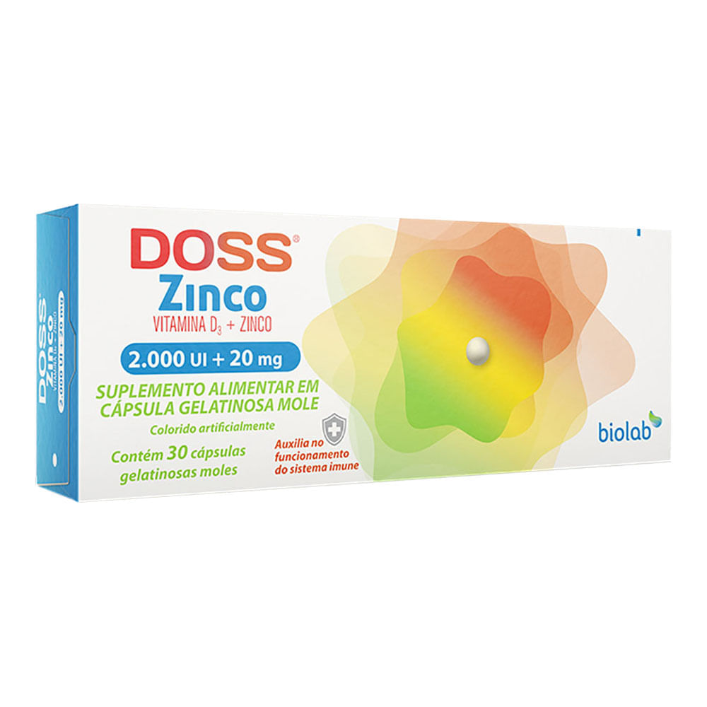 Doss Zinco Com 2000ui + 20mg 30 Capsulas Gelatinosas Moles