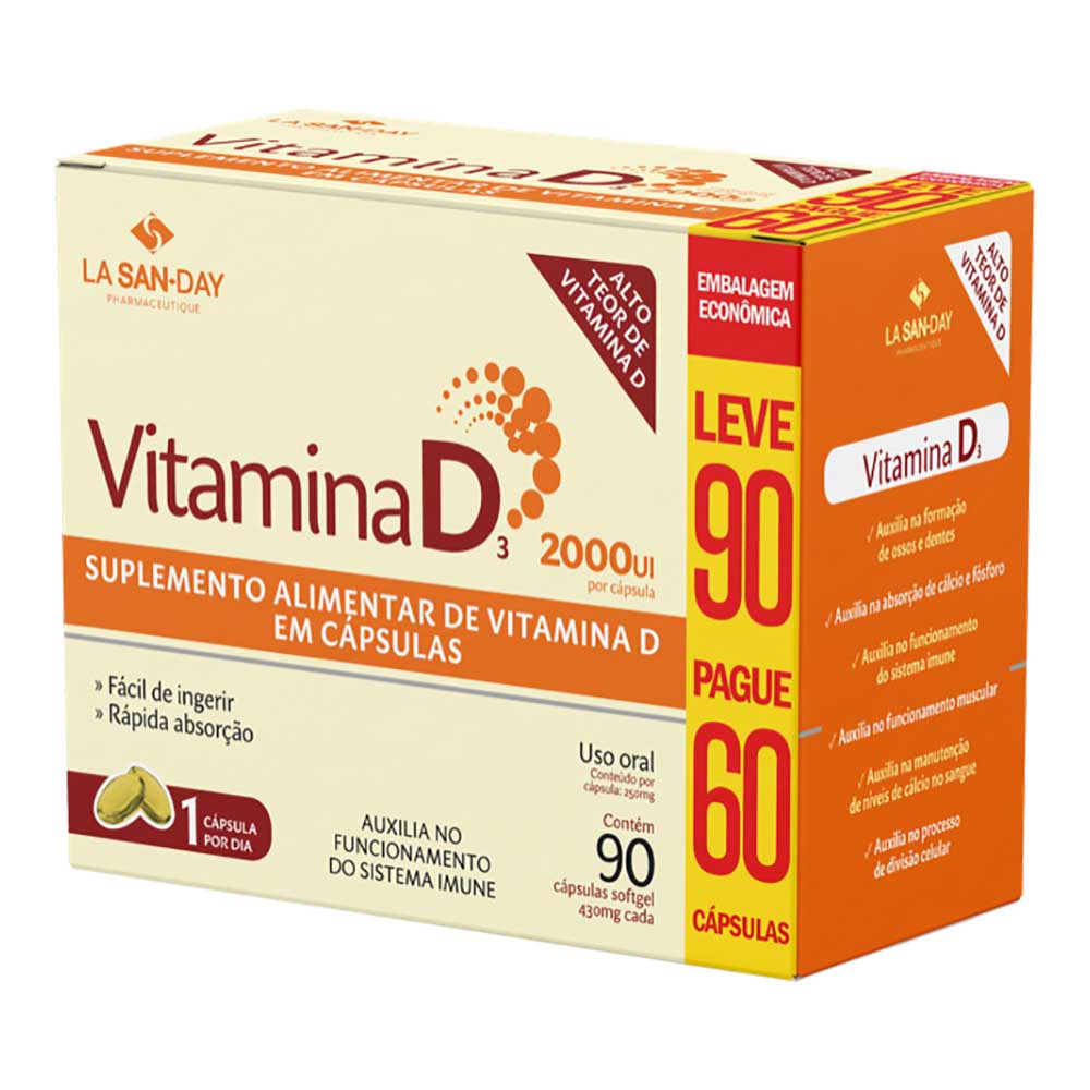 Vitamina D3 Lasanday Leve 90 Pague 60 Capsulas Especial