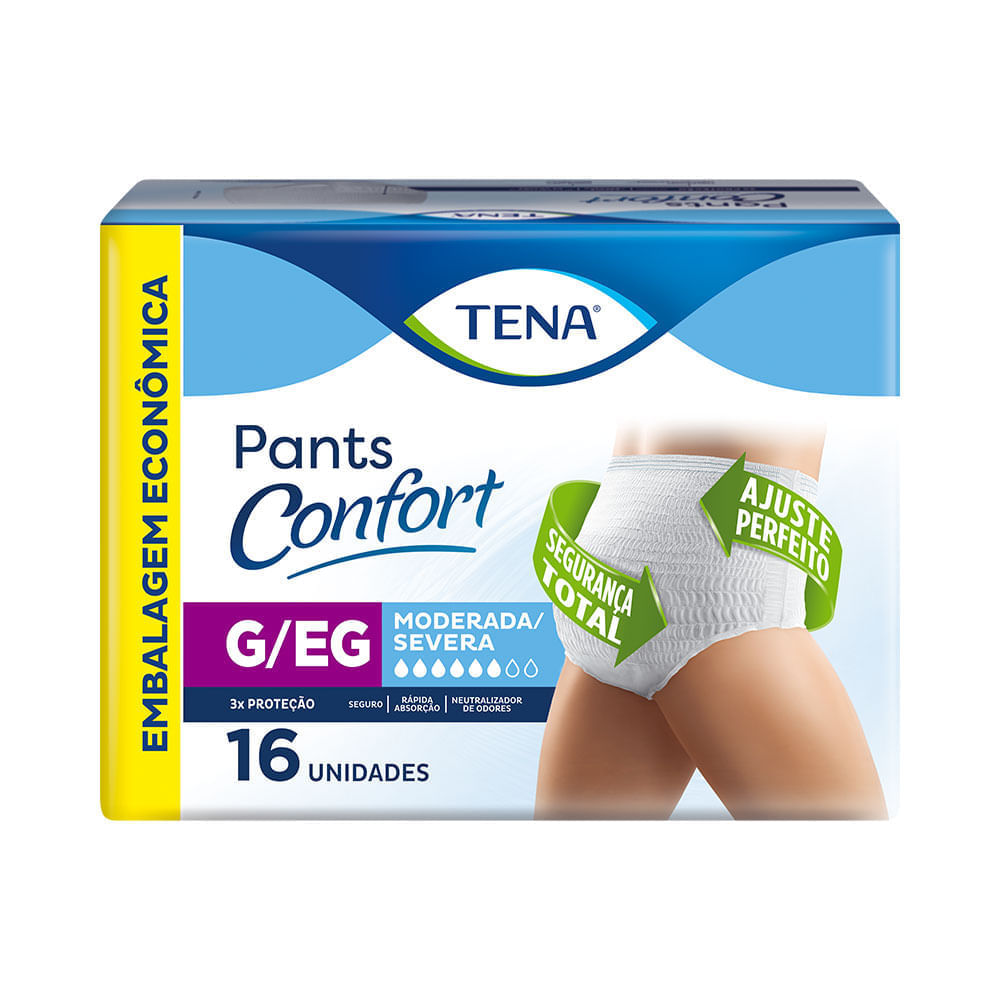 Roupa Íntima Descartável Tena Pants Confort G/eg Com 16 Unidades Roupa Intima Descartavel Tena Pants Confort G/eg Com 16 Unidades