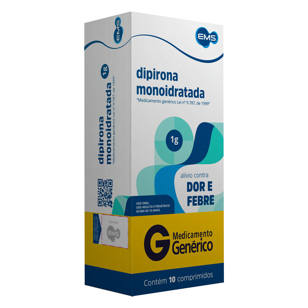 Dipirona Ems Com 10 Comprimidos 1g Genérico
