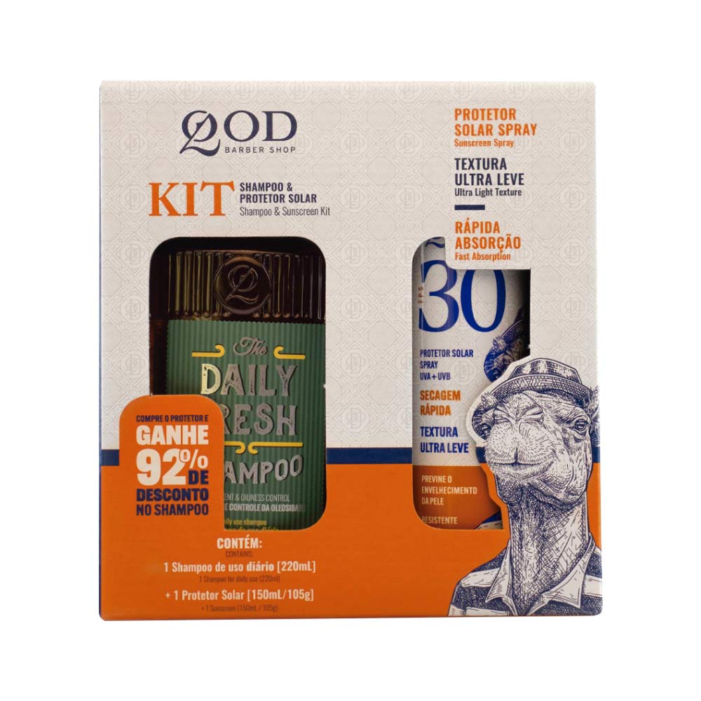 Protetor Solar Spray Qod 150ml Fps30+220ml Shampoo Daily Fresh  Promocional