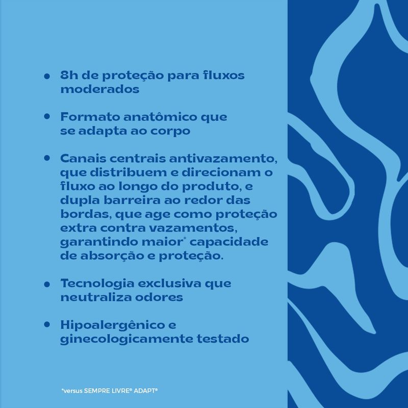 Absorvente Sempre Livre Adapt Plus Suave Com Abas 8 Unidades -  drogariacatarinense