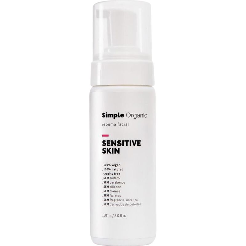 Espuma-Para-Limpeza-Simple-Organic-150ml-Sensitive-Skin