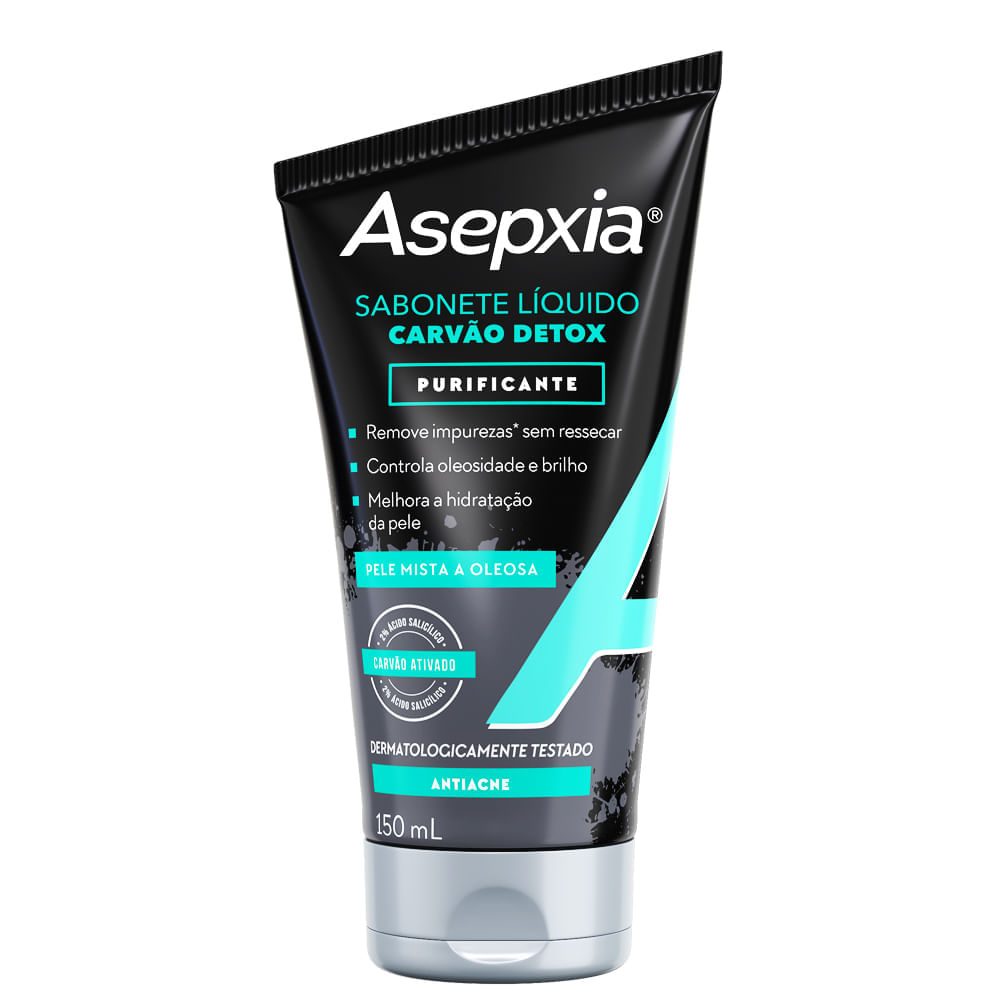 Sabonete Líquido Facial Antiacne Purificante Asepxia Carvão Detox 150ml