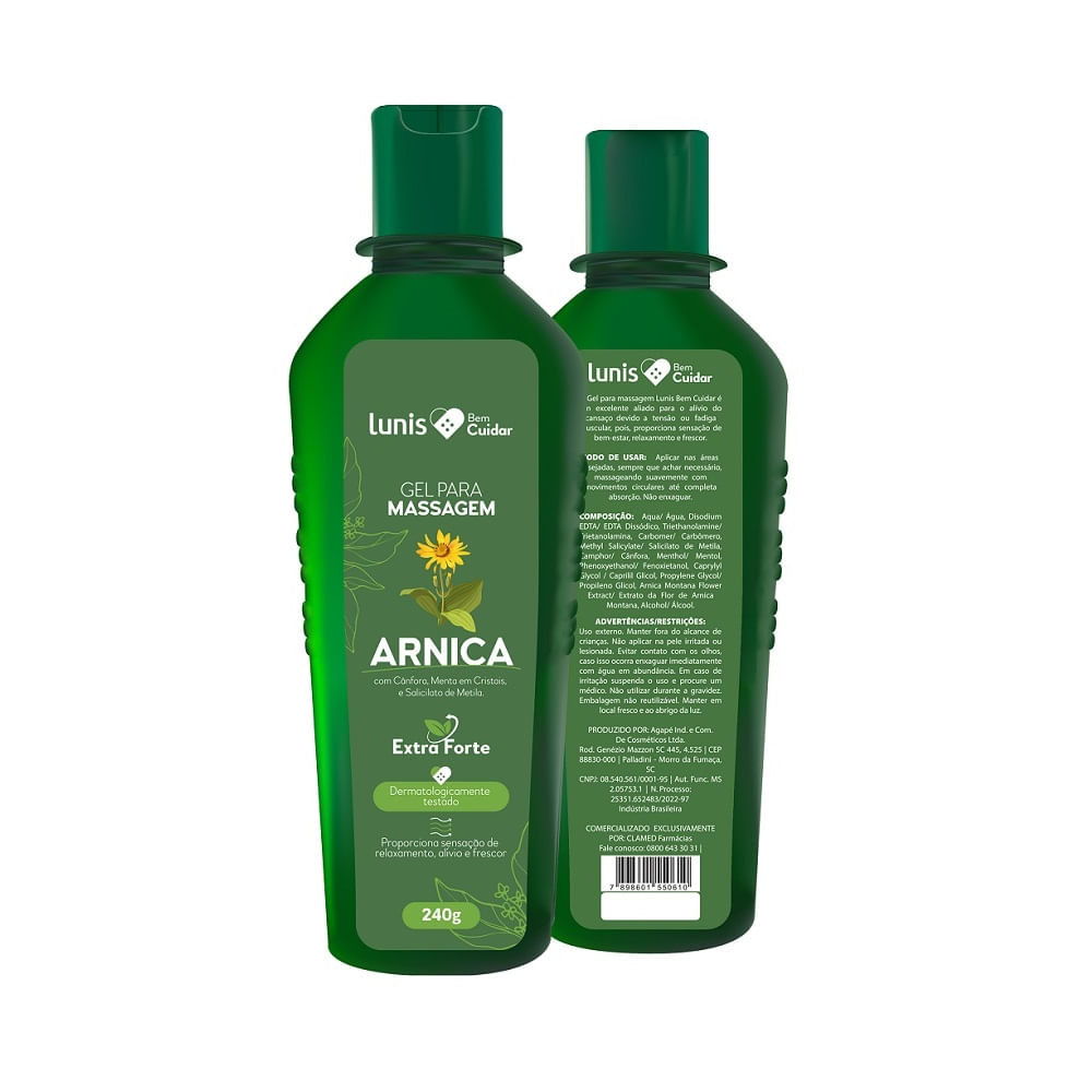 Gel Para Massagem Arnica Extra Forte Lunis 240g