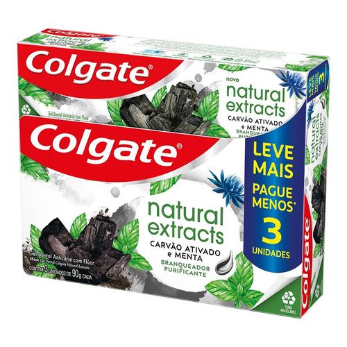 Gel-Dental-Colgate-Natural-Extracts-Com-3x90gr-Leve---Pague---Carvao--Ativado-E-Menta-Especial