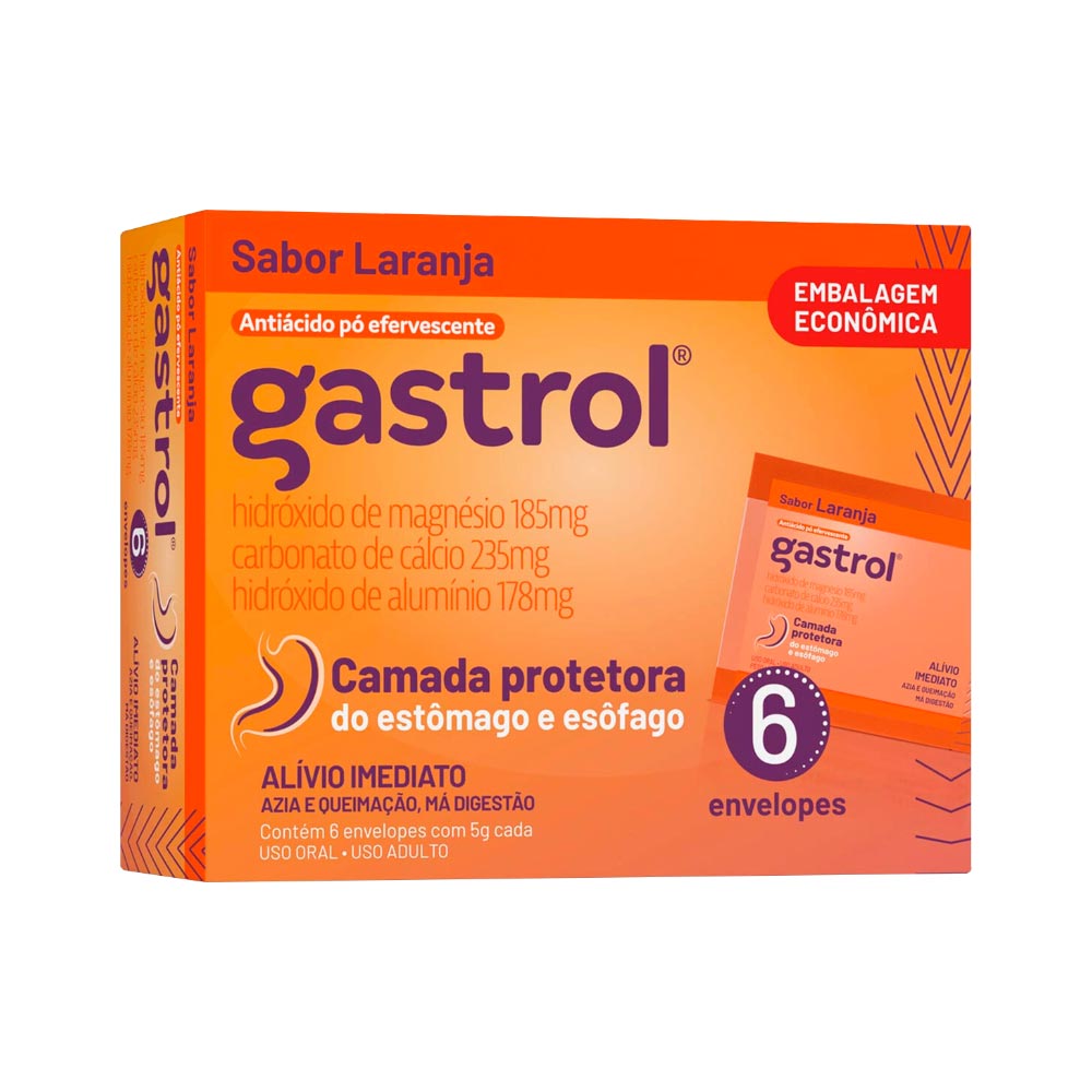 Gastrol Com 6x5gr Po Efervescente 598mg Laranja