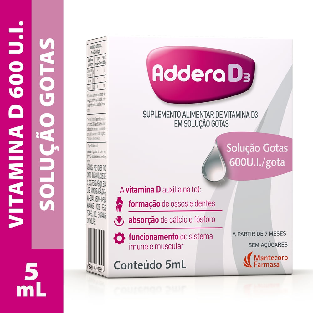 Vitamina D 600ui Addera D3 Gotas 5ml