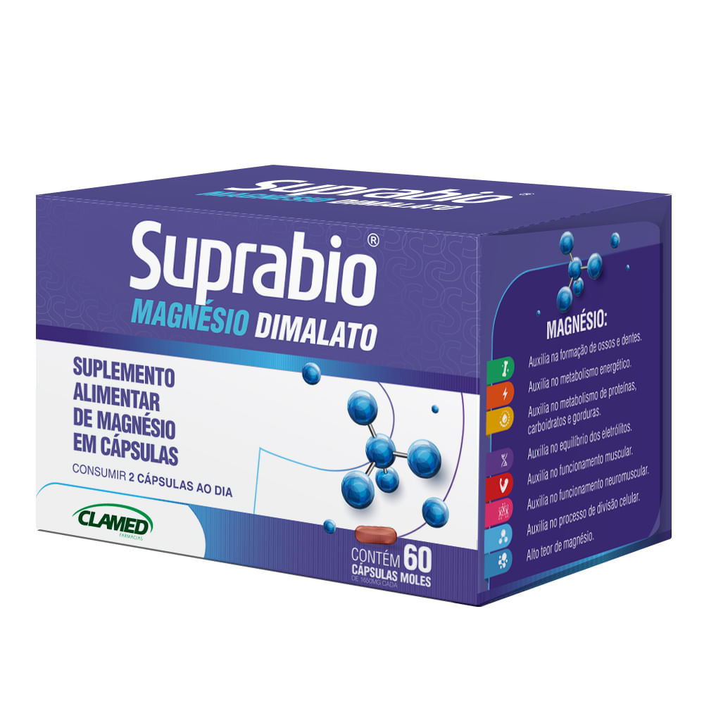 Suplemento Alimentar Suprabio Magnésio Dimalato 60 Cápsulas Moles