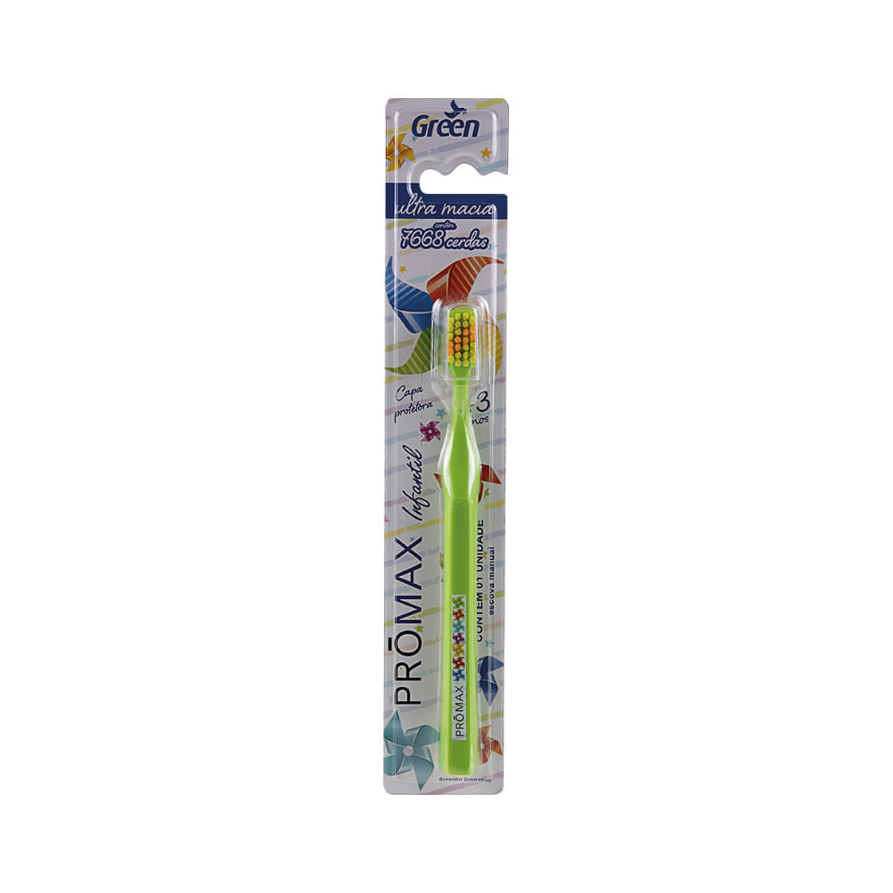 Escova Dental Green Promax Infantil Com 1 +3anos Ultra Macia