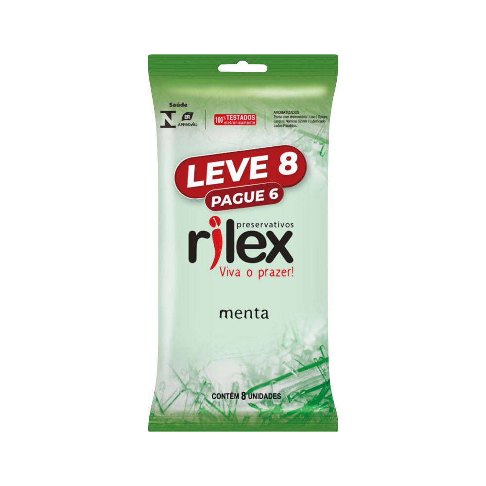 Preservativo Rilex Menta Leve 8 Pague 6 Unidades