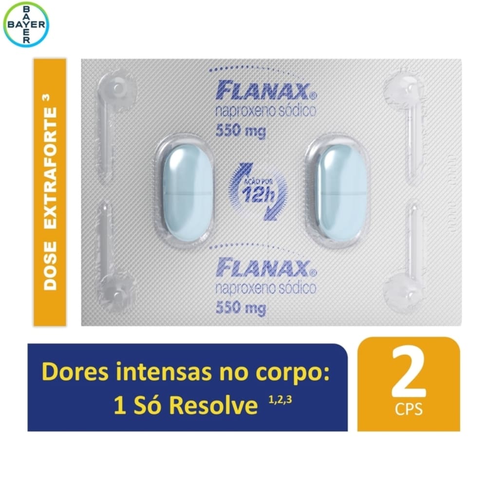 Analgésico Flanax 550mg Bayer Dores Intensas Com 2 Comprimidos
