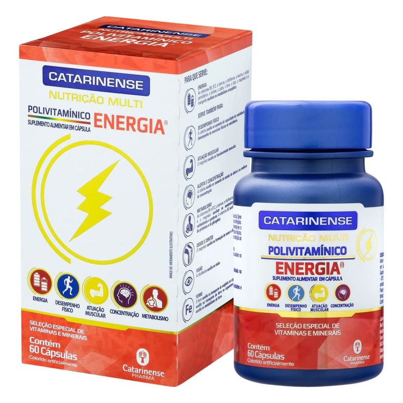 Polivitamínico Energia Multi 60 Cápsulas Catarinense Nutrição -  drogariacatarinense