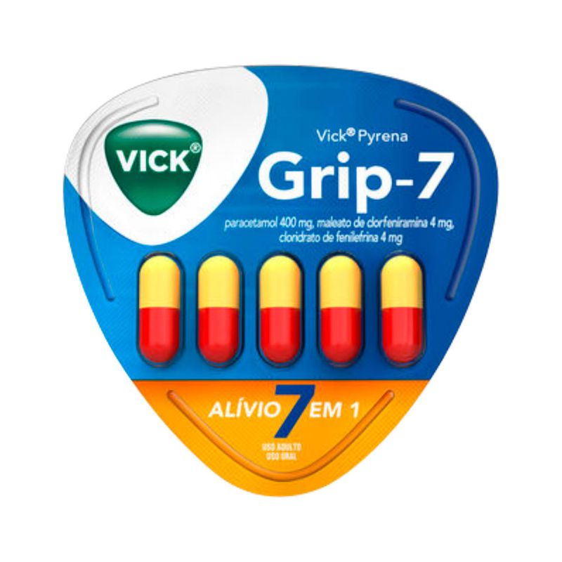 Vick Pyrena Grip-7 Gripe Com 5 Capsulas 400+4+4mg Resfriado ...