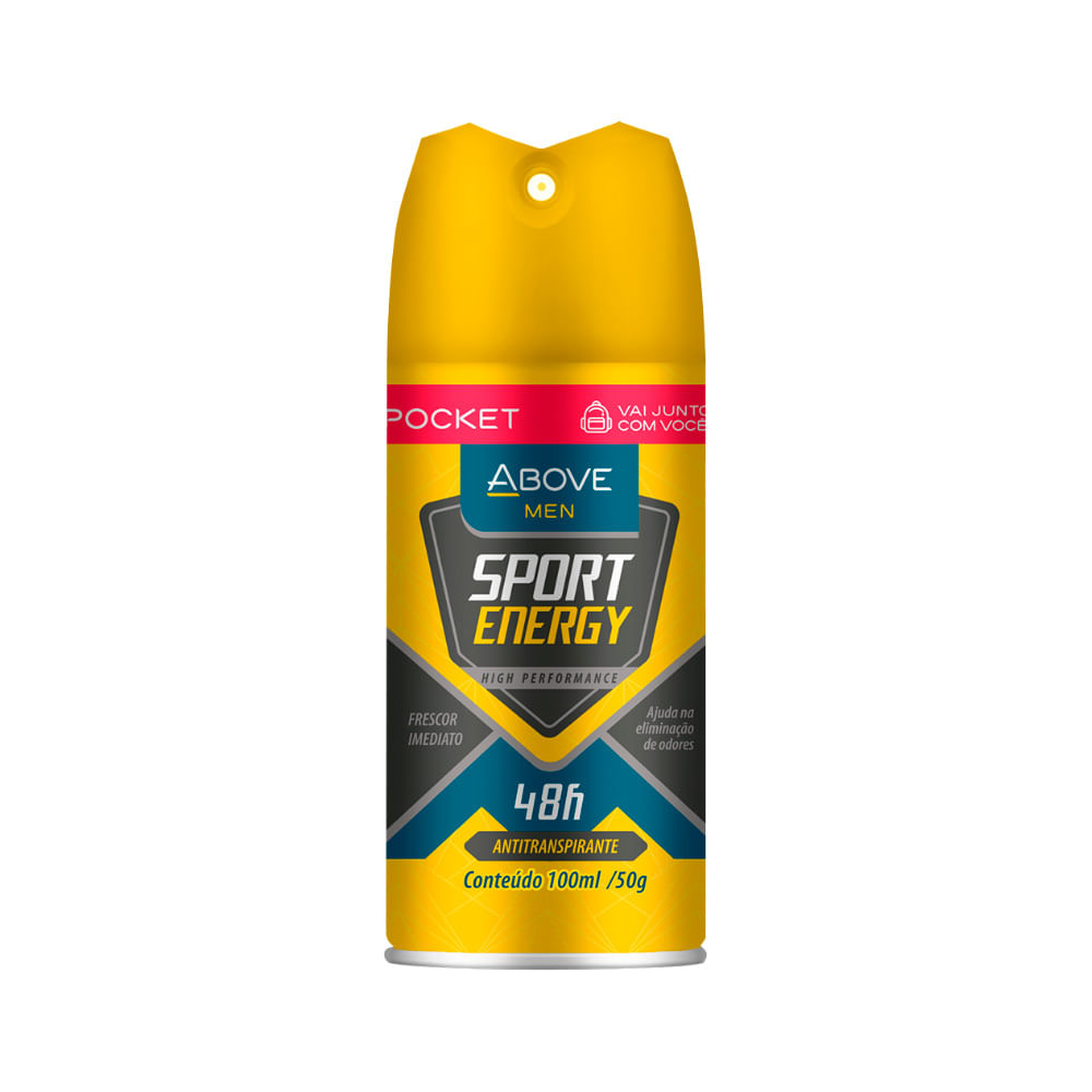 Desodorante Aerosol Antitranspirante Above Men Sport Energy Pocket 48h Com 100ml