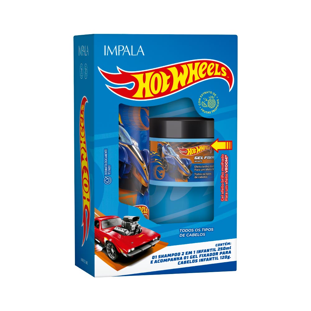 Impala Kit Hot Wheels Shampoo 2 Em 1 250ml + Gel Fixador 120g Infantil X 1