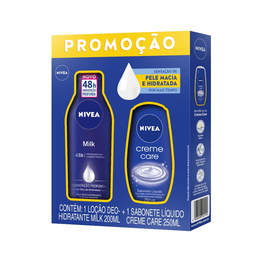 Kit Nivea Loção Hidratante Milk 200ml + Sabonete Líquido 250ml