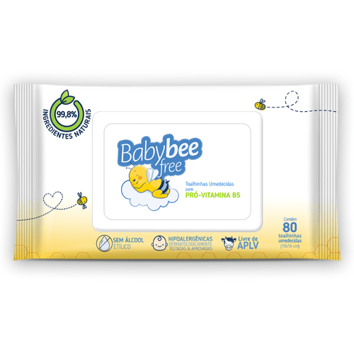 Toalha-Umedecida-Baby-Bee-Free-Com-80-Pro-Vitamina-B5