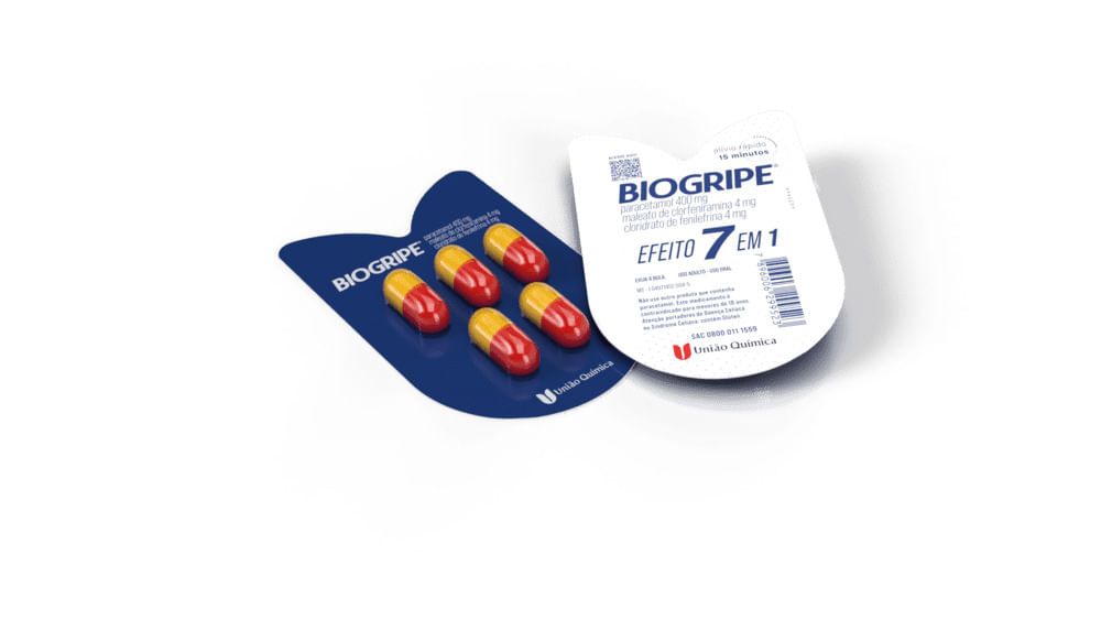 Biogripe Paracetamol 400mg + Maleato De Clorfeniramina 4mg + Cloridrato  De Fenilefrina 4mg Com 5 Capsulas