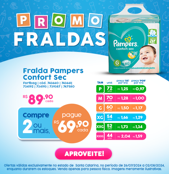 Promo Fraldas Pampers – 26/07 a 02/08