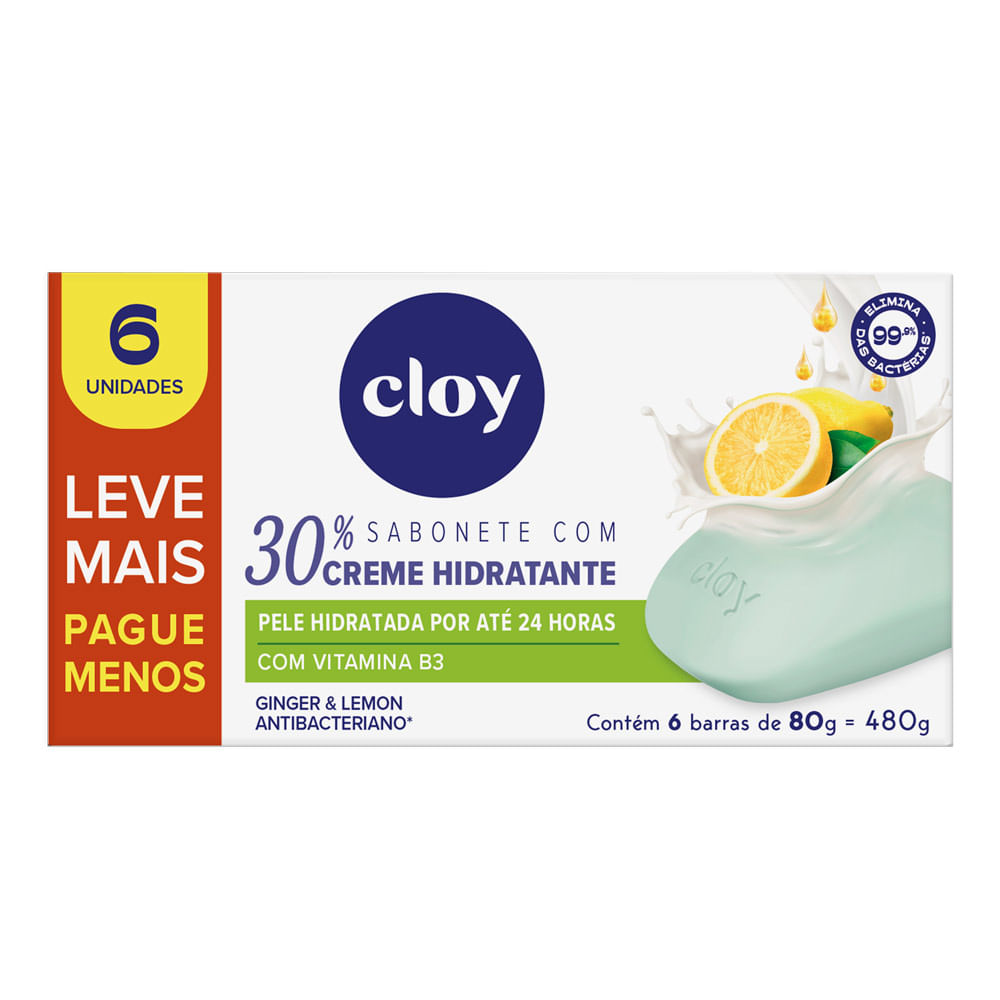 Sabonete Em Barra Cloy Ginger E Lemon Com 6 Unidades De 80g Cada ...