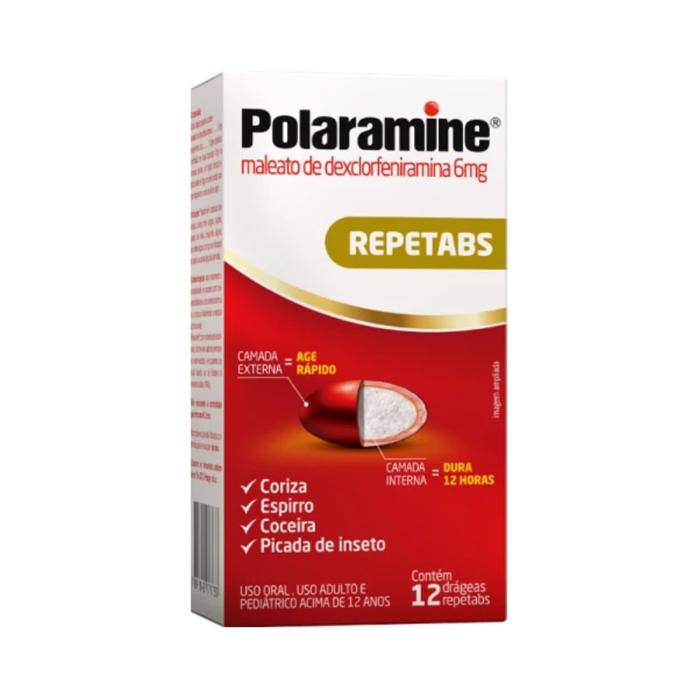 Antialérgico Polaramine Dexclorfeniramina 6mg 12 Drágeas Antialergico Polaramine Dexclorfeniramina 6mg 12 Drageas