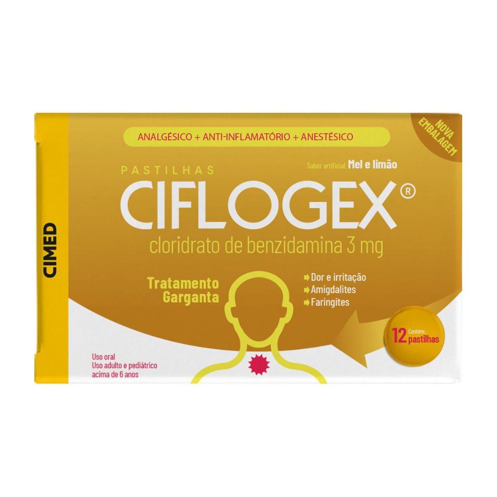 Ciflogex Com 12 Pastilhas Sabor Mel E Limão Ciflogex Com 12 Pastilhas Sabor Mel E Limao