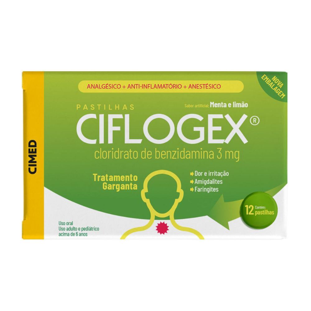 Ciflogex Com 12 Pastilhas Sabor Menta-limão Ciflogex Com 12 Pastilhas Sabor Menta-limao