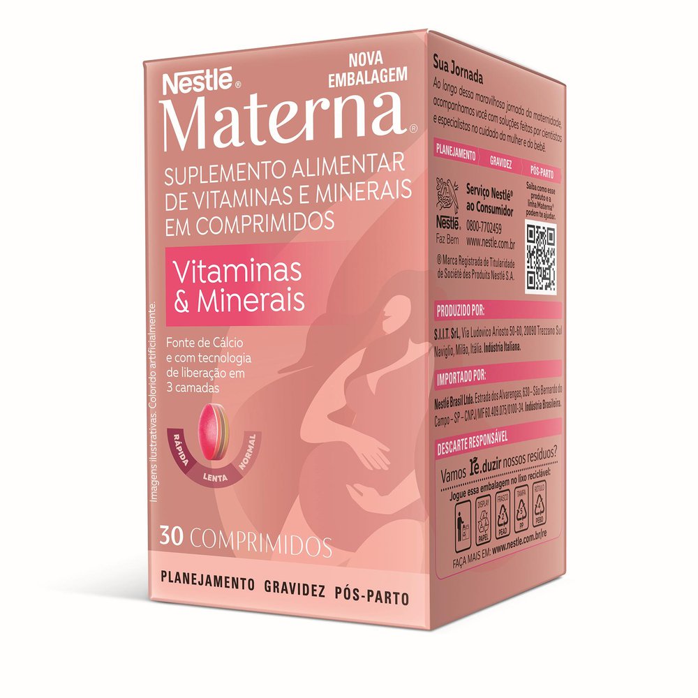 Suplemento Alimentar Materna Vitaminas E Minerais 30 Comprimidos ...