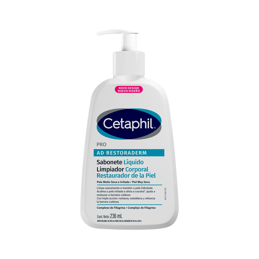 Sabonete Liquido Cetaphil Pro Ad Restoraderm Para Pele Irritada A Seca  236ml