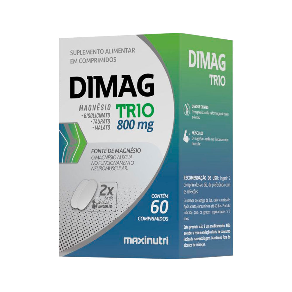 Suplemento Alimentar Magnésio Dimag Trio 60 Cápsulas