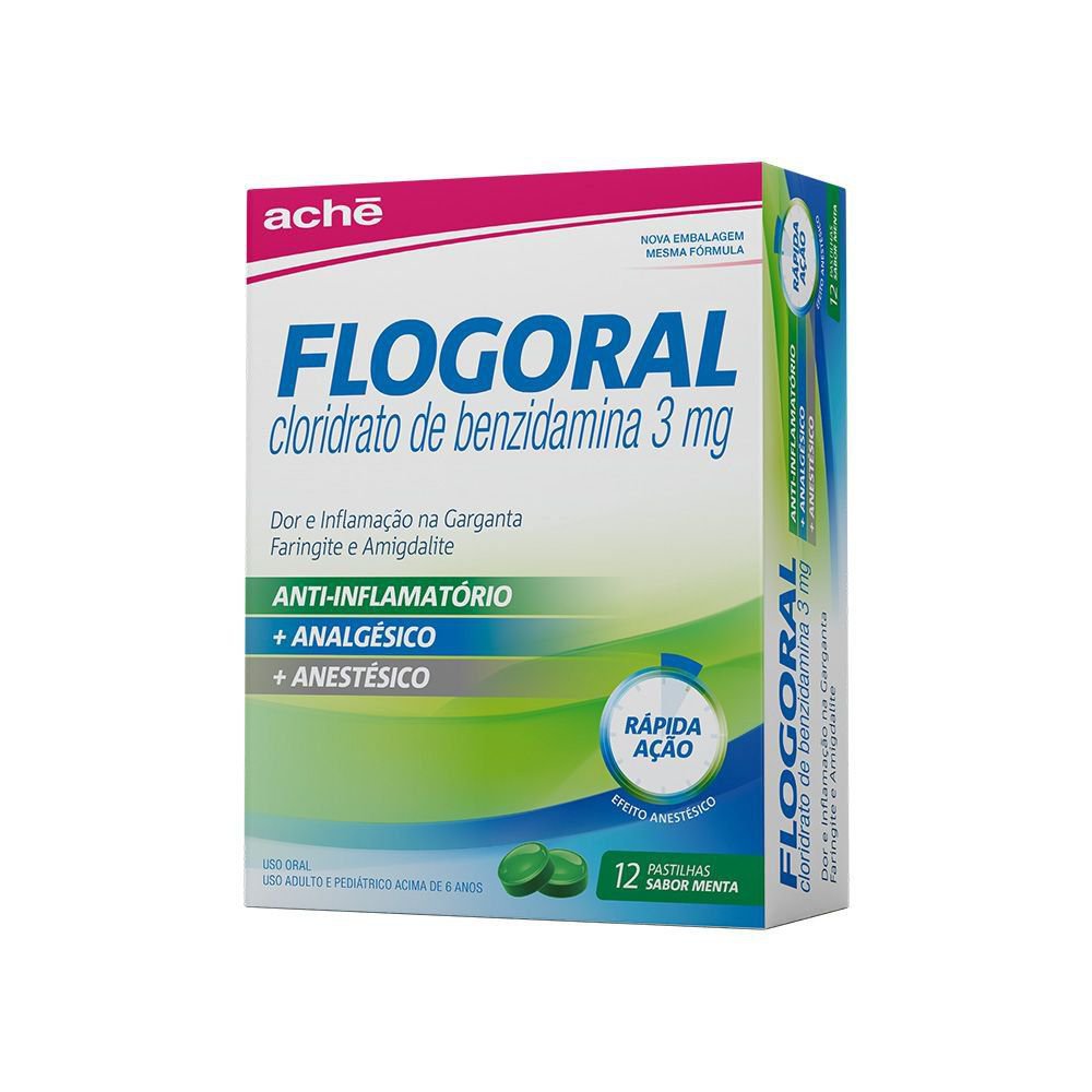Flogoral Com 12 Pastilhas Sabor Menta