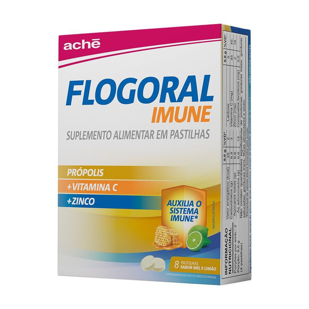 Pastilha Flogoral Imune Mel E Limão 8 Unidades