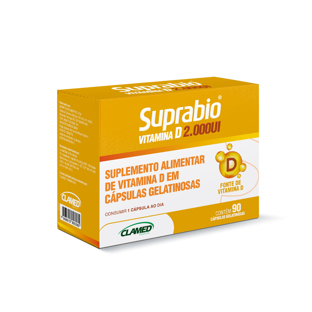 Suplemento Alimentar Suprabio Vitamina D 2.000ui 90 Cápsulas Gelatinosas