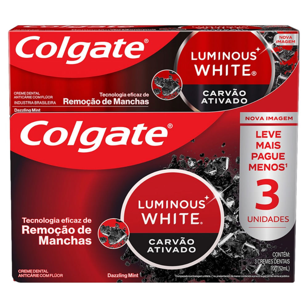CREME DENTAL COLGATE WHITE COM 3X70GR CARVAO ATIVADO ESPECIAL — foto 5