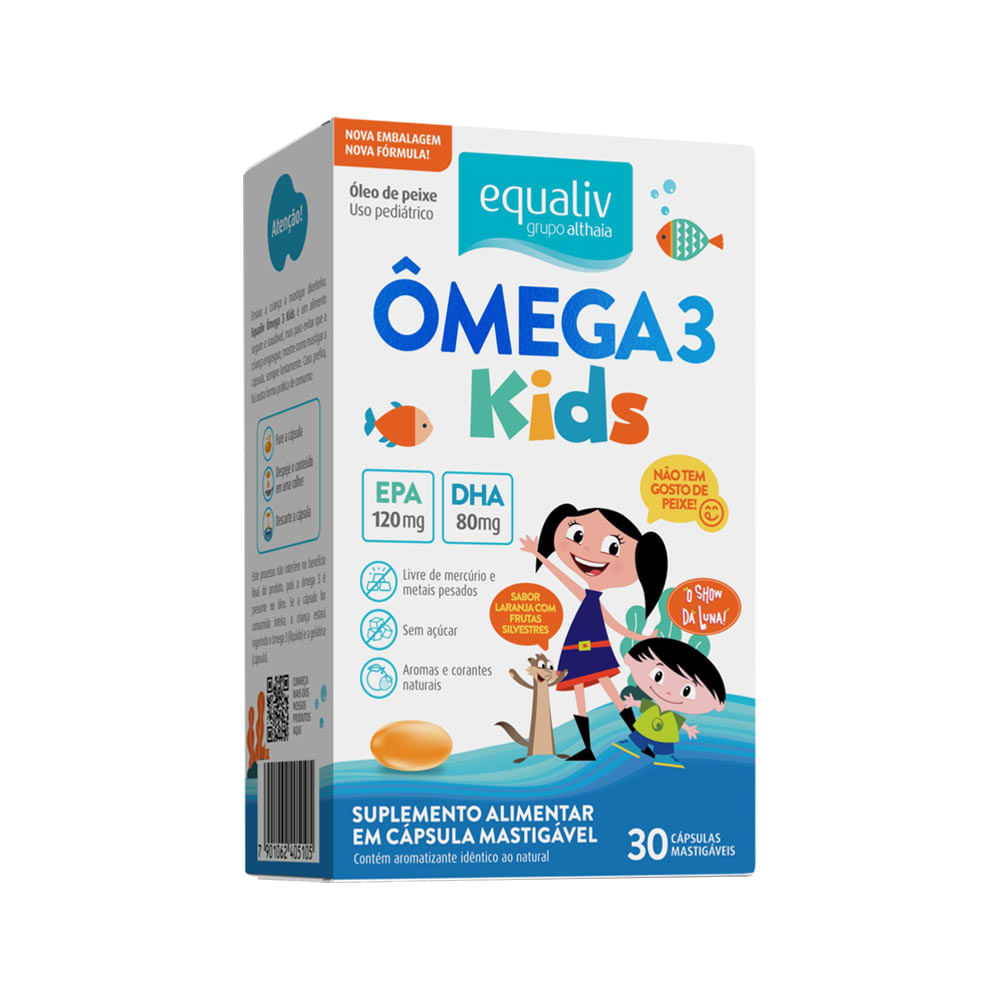 Equaliv Omega 3 Kids 120 + 80mg 30 Capsulas Mastigaveis