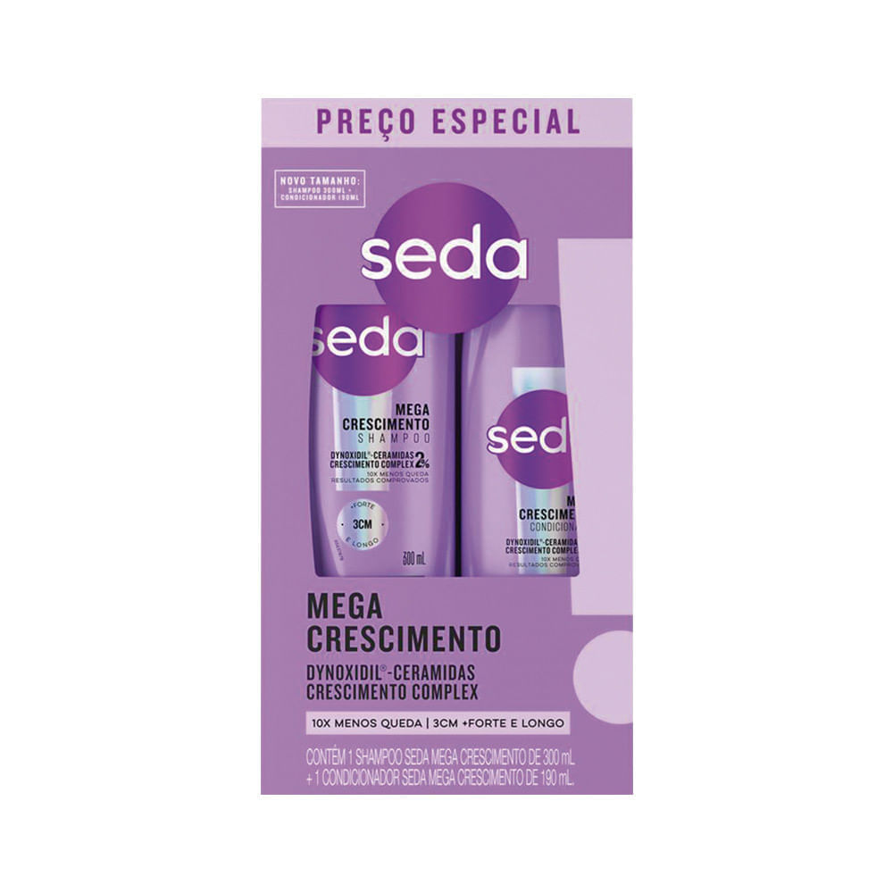 Shampoo 300ml + Condicionador 190ml Seda Mega Crescimento Preço Especial