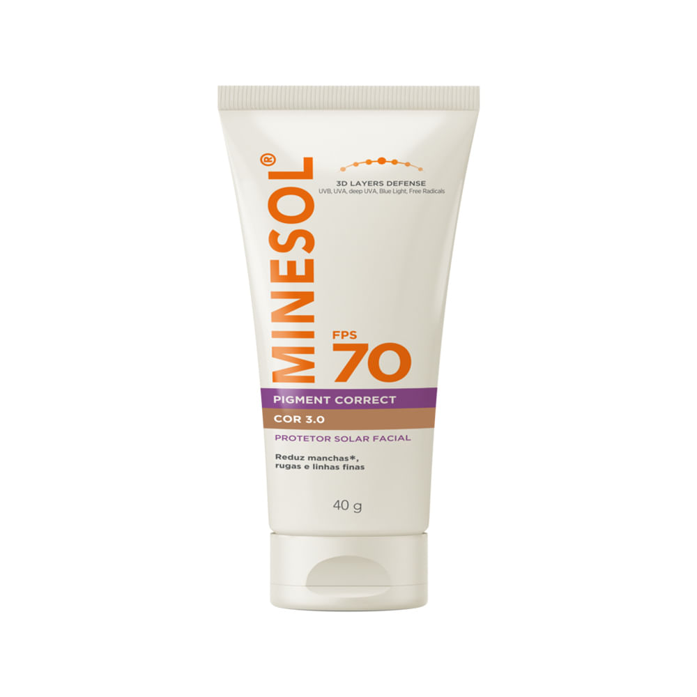 Protetor Solar Minesol Pigment Correct Fps70 Cor 3.0 40gr