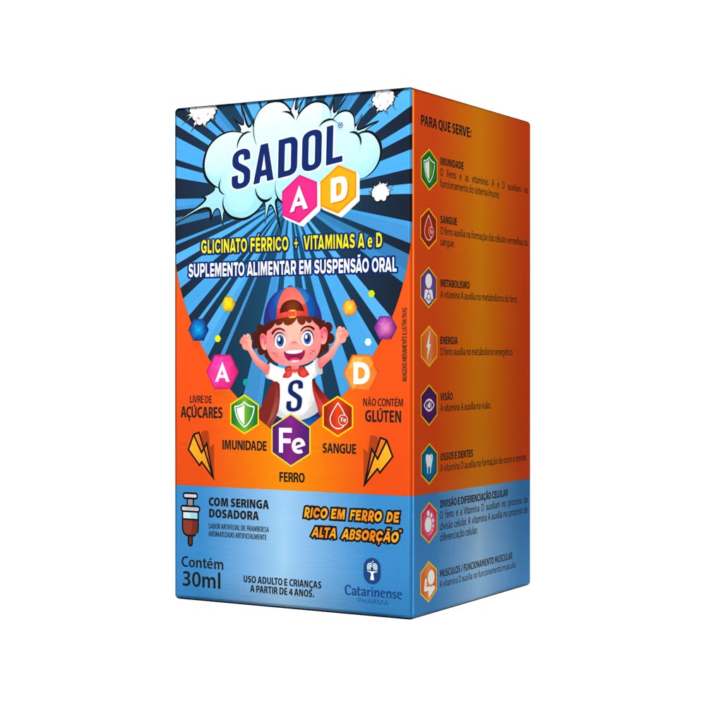 Sadol Ad Suspensão Oral Sabor Framboesa Com Seringa Dosadora 30ml