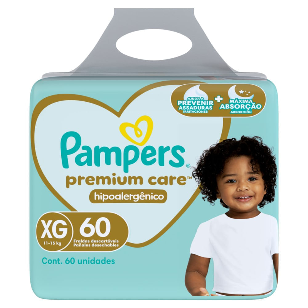 Fralda Descartável Pampers Premium Care XG Pacote com 60 Unid — foto 3
