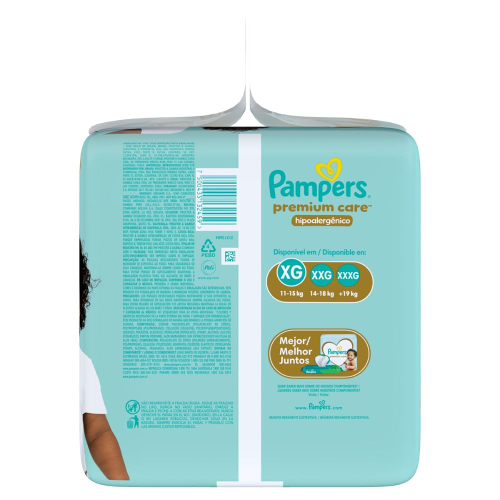 Fralda Descartável Pampers Premium Care XG Pacote com 60 Unid — foto 4