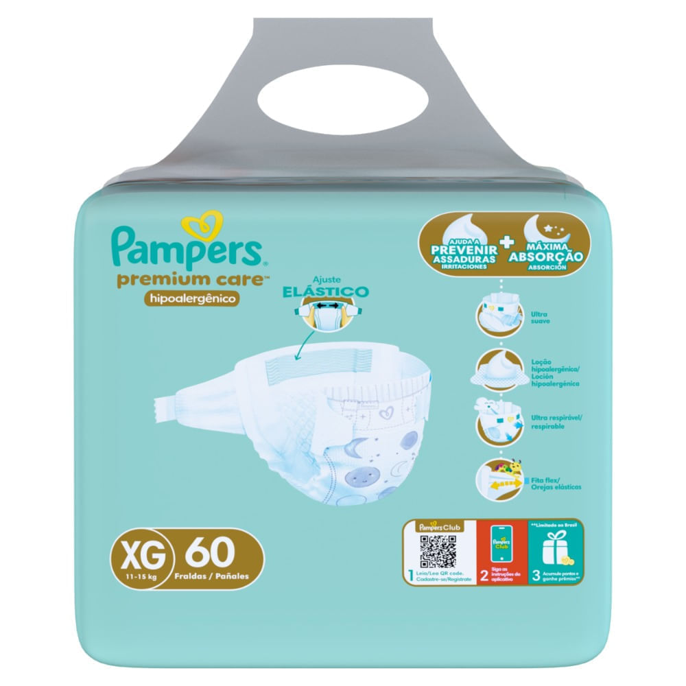 Fralda Descartável Pampers Premium Care XG Pacote com 60 Unid — foto 6